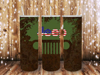 American Flag Jeep 20 oz Tumbler