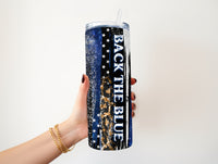 Back the Blue Leopard 20 oz Tumbler