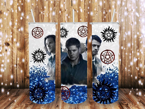 Blue Glitter Supernatural 20 oz tumbler