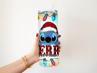 Merry Christmas Stitch 20 oz tumbler