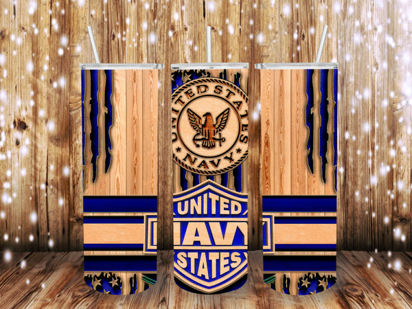 Wooden Navy 20 oz tumbler