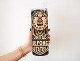 Wooden Air Force 20 oz tumbler