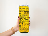 Yellow Supernatural 20 oz tumbler